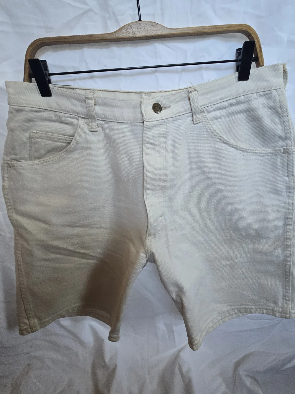 Vintage Wrangler Made In USA Tan Khaki Denim Shorts Mens 36 60601 NS Cotton 90s